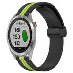 Per Garmin Approach S40 Cinturino in silicone pieghevole da 20 mm con chiusura magnetica (nero + verde lime)