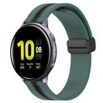 Per Samsung Galaxy Watch Active 2 40mm 20mm Cinturino pieghevole in silicone con chiusura magnetica (verde oliva + nero)