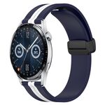 Per Huawei Watch GT3 42mm 20mm Cinturino pieghevole in silicone con chiusura magnetica (blu notte + bianco)