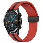 Per Huawei Watch GT2 42mm 20mm Cinturino in silicone pieghevole con chiusura magnetica (rosso + nero)