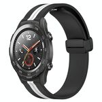 Per Huawei Watch 2 Cinturino in silicone pieghevole da 20 mm con chiusura magnetica (nero + bianco)