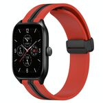 Per Amazfit GTS 4 20mm Cinturino in silicone con chiusura magnetica pieghevole (rosso + nero)