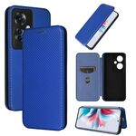 Per OPPO Reno11 F 5G Custodia per cellulare in pelle con texture in fibra di carbonio (blu)
