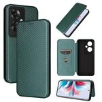 Per OPPO Reno11 F 5G Custodia per cellulare in pelle con texture in fibra di carbonio (verde)