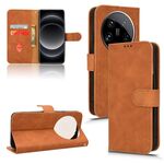 Custodia per telefono in pelle con vibrazione magnetica Ultra Skin Feel per Xiaomi 14 (marrone)
