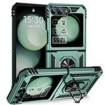 Per Samsung Galaxy Z Flip6 5G TPU antiurto + custodia per PC con supporto (verde scuro)