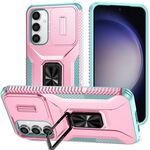 Per Samsung Galaxy S23 FE 5G Custodia per telefono con supporto scorrevole Camshield (grigio verde + rosa)