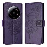 Custodia per telefono in pelle a farfalla ultra goffrata per Xiaomi 13 (viola scuro)