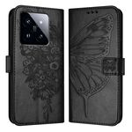 Per Xiaomi 14 Pro 5G Custodia per telefono in pelle farfalla goffrata globale (nera)