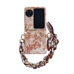 Per OPPO Find N3 Flip Custodia per telefono a copertura totale in stile ricamo fai-da-te con sciarpa/bracciale (arancione)