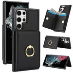 Per Samsung Galaxy S22 Ultra 5G Custodia per telefono con supporto per anello antifurto RFID (nero)