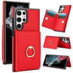 Custodia per telefono con supporto per anello antifurto RFID per Samsung Galaxy S22 Ultra 5G (rosso)