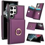 Per Samsung Galaxy S22 Ultra 5G RFID Custodia per telefono con anello antifurto per carte (viola scuro)