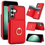 Custodia per telefono con supporto per anello antifurto RFID per Samsung Galaxy S23 FE 5G (rosso)