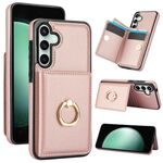 Custodia per telefono con supporto per anello antifurto RFID per Samsung Galaxy S23 FE 5G (oro rosa)
