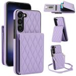 Custodia per telefono RFID con tracolla rombica per Samsung Galaxy S23 5G YM015 (viola chiaro)