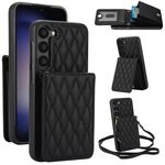 Custodia per telefono RFID con tracolla rombica per Samsung Galaxy S23+ 5G YM015 (nera)