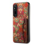 Custodia per telefono con supporto per slot per scheda Sony Xperia 1 V (rosso estate)