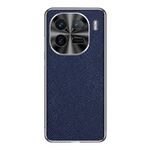Custodia per telefono in pelle PU con trama incrociata argento bordo vivo iQOO 12 Pro (blu zaffiro)