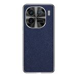 Per vivo iQOO 12 Custodia per cellulare in pelle PU con texture incrociata argento bordo (blu zaffiro)