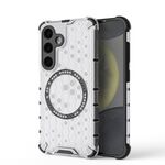 Custodia antiurto per telefono con anello magnetico a nido d'ape per Samsung Galaxy S24 5G (bianco)