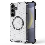 Custodia per telefono antiurto con anello magnetico a nido d'ape per Samsung Galaxy S24+ 5G (bianco)
