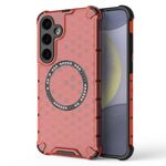 Custodia per telefono antiurto con anello magnetico a nido d'ape per Samsung Galaxy S24+ 5G (rosso)
