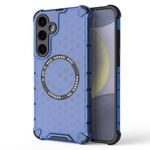 Custodia antiurto per telefono con anello magnetico a nido d'ape per Samsung Galaxy S24+ 5G (blu)