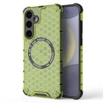 Custodia per telefono antiurto con anello magnetico a nido d'ape per Samsung Galaxy S24+ 5G (verde)
