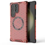 Custodia per telefono antiurto con anello magnetico a nido d'ape per Samsung Galaxy S24 Ultra 5G (rosso)