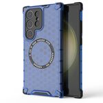 Custodia per telefono antiurto con anello magnetico a nido d'ape per Samsung Galaxy S24 Ultra 5G (blu)