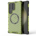 Custodia per telefono antiurto con anello magnetico a nido d'ape per Samsung Galaxy S24 Ultra 5G (verde)