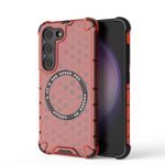 Custodia per telefono antiurto con anello magnetico a nido d'ape per Samsung Galaxy S23 5G (rosso)