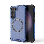 Custodia per telefono antiurto con anello magnetico a nido d'ape per Samsung Galaxy S23 5G (blu)