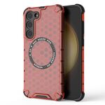 Custodia antiurto per telefono con anello magnetico a nido d'ape per Samsung Galaxy S23+ 5G (rosso)
