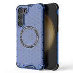 Custodia antiurto per telefono con anello magnetico a nido d'ape per Samsung Galaxy S23+ 5G (blu)