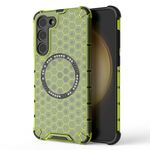 Custodia antiurto per telefono con anello magnetico a nido d'ape per Samsung Galaxy S23+ 5G (verde)