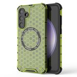 Custodia per telefono antiurto con anello magnetico a nido d'ape per Samsung Galaxy S23 FE 5G (verde)
