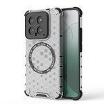 Per Xiaomi 14 Custodia per telefono antiurto con anello magnetico a nido d'ape (bianca)