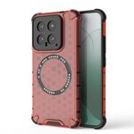 Per Xiaomi 14 Custodia per telefono antiurto con anello magnetico a nido d'ape (rosso)