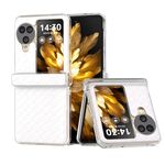 Per OPPO Find N3 Flip 3 in 1 Custodia per telefono in PU con struttura trasparente e trama intrecciata (bianca)