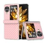 Per OPPO Find N3 Flip 3 in 1 Custodia per telefono in PU con cornice trasparente con trama intrecciata (rosa)