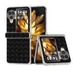 Per OPPO Find N3 Flip 3 in 1 Custodia per telefono in PU con telaio traslucido satinato con texture intrecciata (nero)