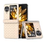 Per OPPO Find N3 Flip 3 in 1 Custodia per telefono in PU con cornice trasparente con trama intrecciata (Beige)