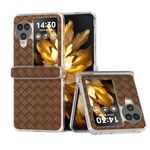 Per OPPO Find N3 Flip 3 in 1 Custodia per telefono in PU con cornice traslucida satinata con texture intrecciata (marrone)