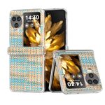 Per OPPO Find N3 Flip 3 in 1 Custodia per telefono in PU con cornice traslucida smerigliata colorata con texture rombica (blu)
