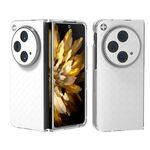 Per OPPO Find N3 Custodia per telefono in PU con struttura in tessuto traslucido satinato (bianco)