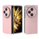 Per OPPO Find N3 Custodia per telefono in PU con struttura in tessuto traslucido satinato (rosa)