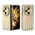 Per OPPO Find N3 Custodia per telefono in PU con cornice traslucida e texture intrecciata (oro)