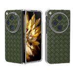 Per OPPO Find N3 Custodia per telefono in PU con cornice traslucida e texture intrecciata (verde)